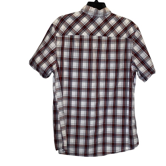 Buffalo David Bitton Men's Large Gray red plaid button up short sleeve shirt - Picture 4 of 6